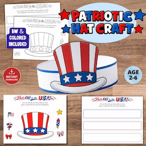 Printable Uncle Sam Hat Craft for Kids, Fun Patriotic Toddler Activity Page
