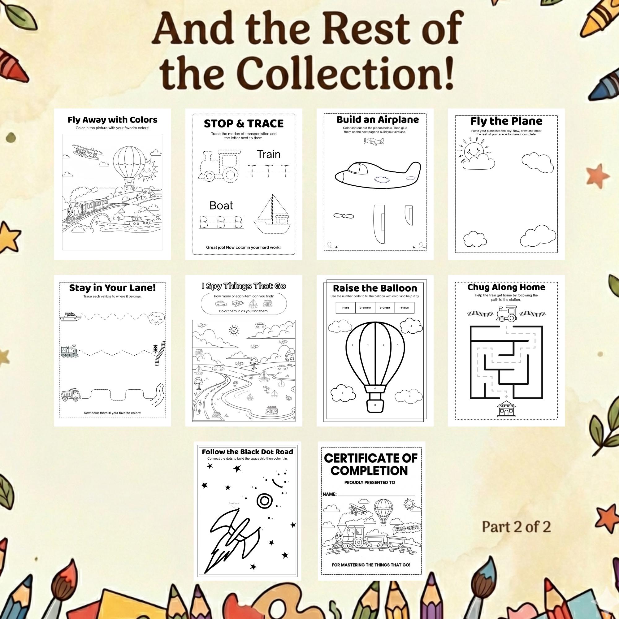 Things That Go Activity Pack for Toddlers Ages 2-4 Ink-friendly B&W ...