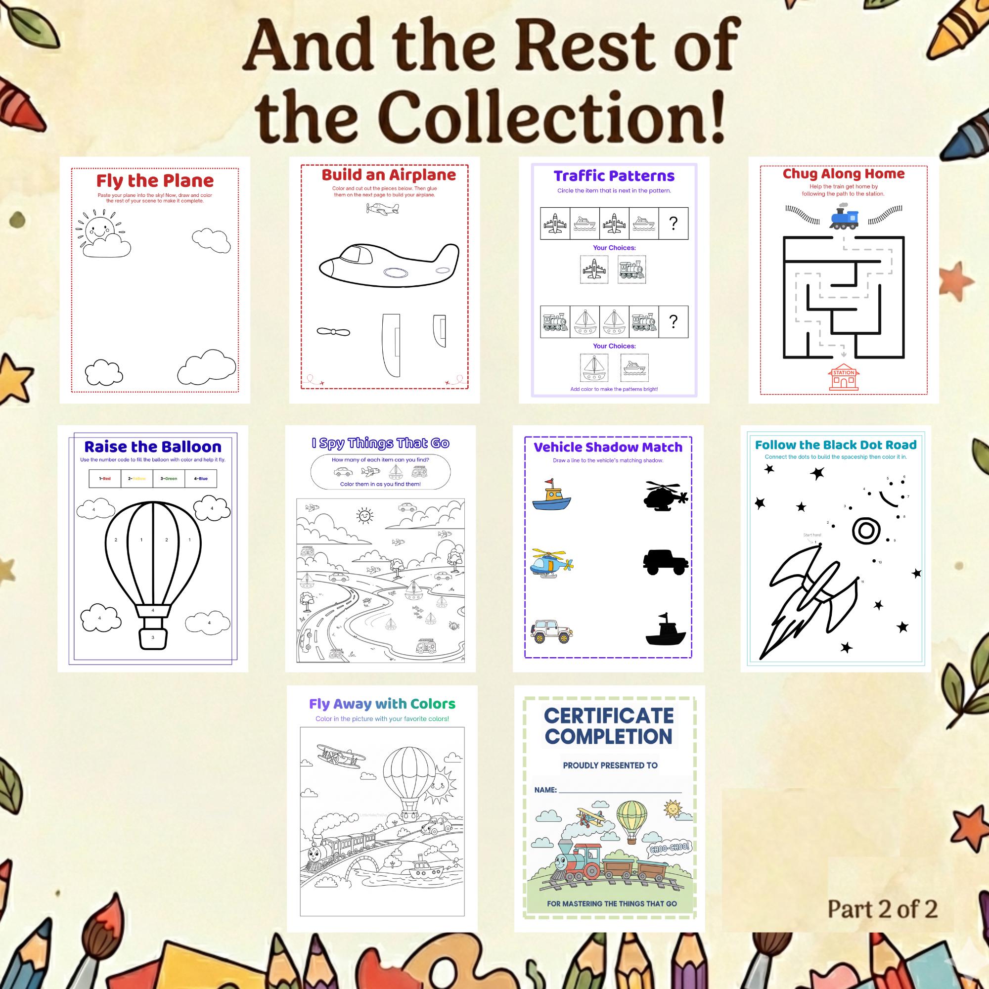 Things That Go Activity Pack for Toddlers Ages 2-4 Colorful Vehicle ...