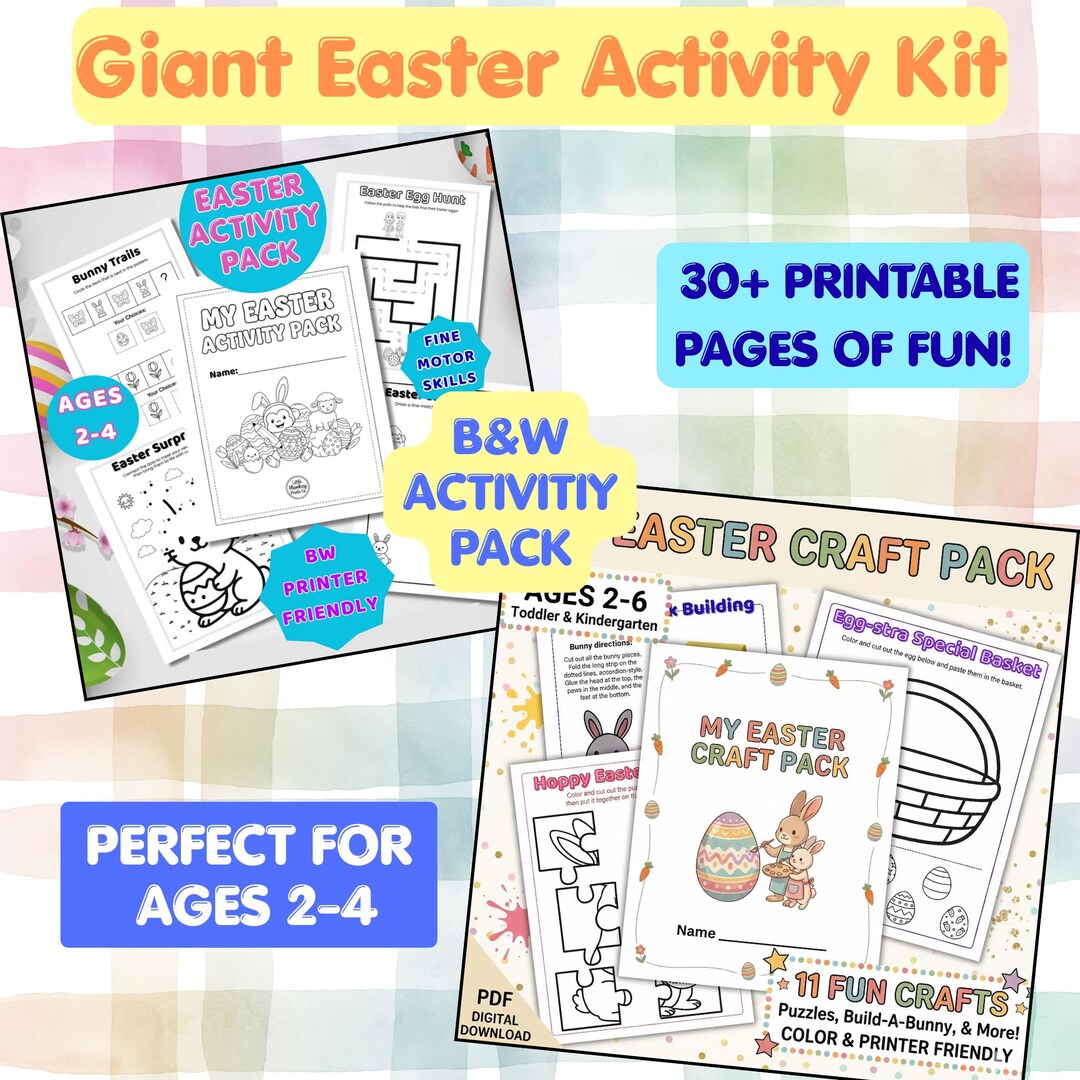 Easter Activity Pack & Craft Pack Bundle for Toddlers Ages 2–6 Ink ...