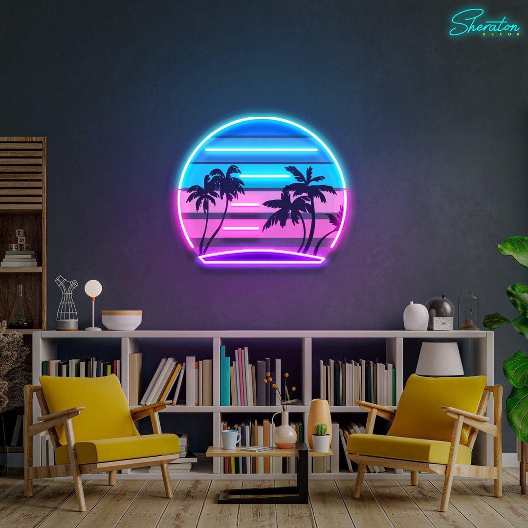 Sunset Art Neon Sign Custom Living Room Wall Decor Sunset Etsy