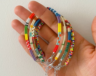 Handmade Beaded bracelet, Hand-woven multi-colored bracelet, Adjustable Elegant summer bracelet, Bohemian jewelry, Unique gift for women