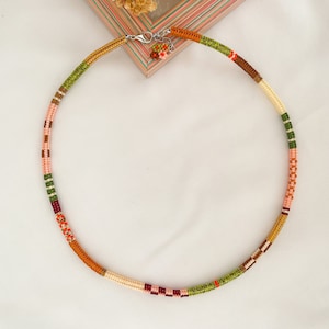 Beaded choker, Hand woven necklace, Colorful beaded necklace,Handmade jewelry, Boho Miyuki bead choker,Multi color Necklace,Custom Mom Gifts image 1