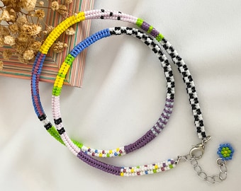 Miyuki Beaded Choker: Handwoven Herringbone Necklace, Boho Jewelry