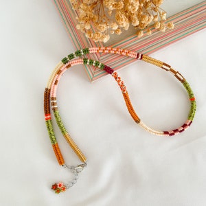 Beaded choker, Hand woven necklace, Colorful beaded necklace,Handmade jewelry, Boho Miyuki bead choker,Multi color Necklace,Custom Mom Gifts image 4