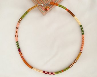 Beaded choker, Hand woven necklace, Colorful beaded necklace, Handmade jewelry, Boho Miyuki bead choker,Multi color Necklace, Retro necklace