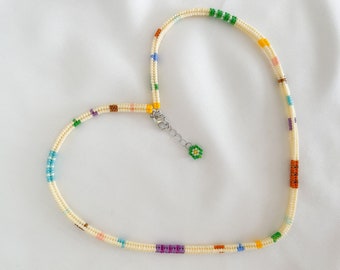 Handwoven Miyuki Beaded Necklace: Adjustable Boho Herringbone Jewelry