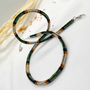 Hand-woven green snake choker, Snake pattern jewelry, Adjustable necklace, Handmade minimalist necklace, Best friend gifts, Custom Mom Gifts