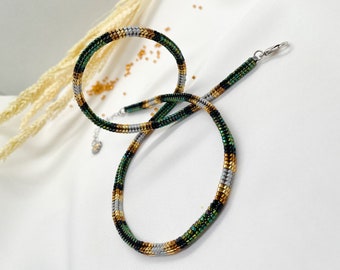 Hand-woven green snake choker, Snake pattern jewelry, Adjustable necklace, Handmade minimalist necklace, Best friend gifts, Custom Mom Gifts