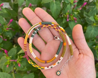 Hand Woven Miyuki Bead Choker, Boho Multi Color Necklace