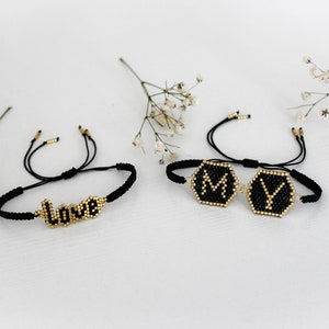 Bead woven handcrafted bracelet, Letter bracelet, Name bracelet, couple bracelet, Native bracelets, Macrame bracelet, Friendship bracelets image 4