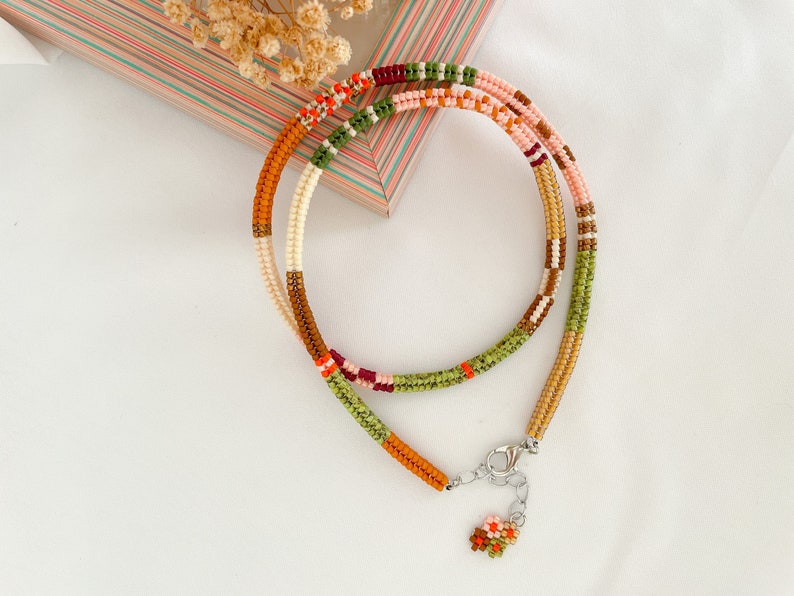 Beaded choker, Hand woven necklace, Colorful beaded necklace,Handmade jewelry, Boho Miyuki bead choker,Multi color Necklace,Custom Mom Gifts image 5