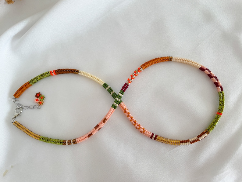 Beaded choker, Hand woven necklace, Colorful beaded necklace,Handmade jewelry, Boho Miyuki bead choker,Multi color Necklace,Custom Mom Gifts image 7