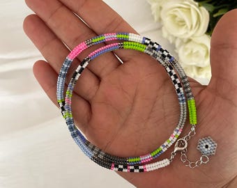 Handwoven Miyuki Seed Bead Necklace: Boho Choker, Delicate Gift