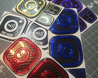 2 x NFC 3D domed Instagram names, Promotional sticker badges, Advertisement, 3D Sticker.
