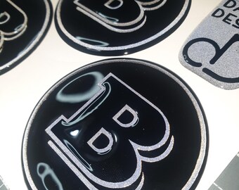3D Brabus Gel Overlay Wheel Centre Caps - "blackout" w/ reflective detail.