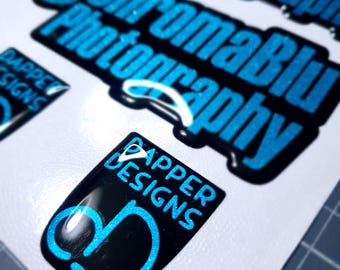 2 x Personalised gel domed Instagram names, Promotional sticker badges, Advertisement, 3D Sticker.