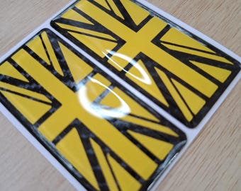 2 x Flag badges - Carbon Base w/ Yellow