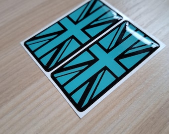 2 x Flag badges - Black Base w Teal