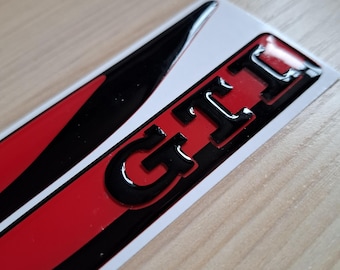2 x GTI wing emblems - Black Base w Red