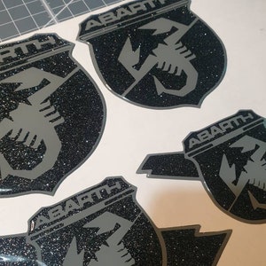 Abarth Badges - Set of 5 - Black Metallic/Medium Grey
