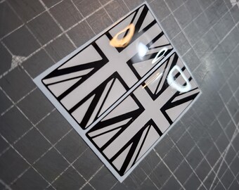 2 x Flag badges - Black Base w White