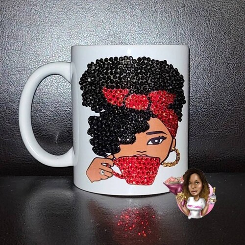 Bling Coffee Mug Sassy Lady With Hat Personalize Ts Etsy