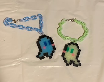 Glow in the Dark Ghost Perler Bead Keychain