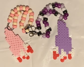 Gloomy Bear Bloody Claws Perler Bead Keychain