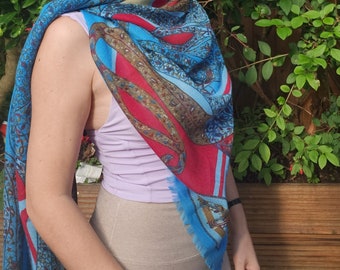 Handpainted Turkish Cotton Scarf: Ethnic Print, Organic Dye