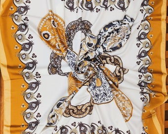 Osmanische türkische Mosaikfliesenmuster-seidige Schals, Kopftücher, Halszubehör / türkischer Schal, Pashmina, Boho-Schal, extra groß