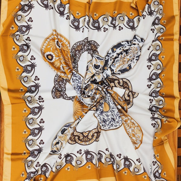 Art Antique Ottoman Turkish Mosaic Tile Pattern Silky Scarves, Headscarves, Neck Accessory/turkish shawl, pashmina, Boho scarf, Extra Large
