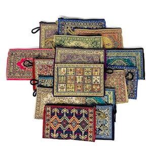 Boho Purse,Coin Bags / Ottoman Rug Design Zippered Purse /Storage Ethnic Bohemian