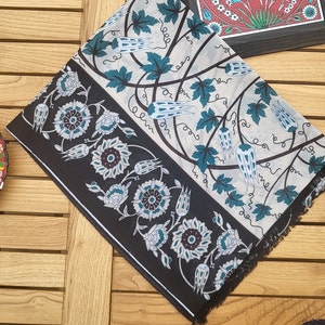 Bufanda turca Tulipanes azulejo Patrón Algodón Bufandas Pañuelos en la cabeza buzón regalo para ella