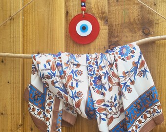 Kunst Antikes osmanisches türkisches Mosaik-Fliesen-Muster Seidige Schals, Kopftücher, Hals-Accessoire / türkischer Schal, Pashmina, Boho-Schal, Extra Large