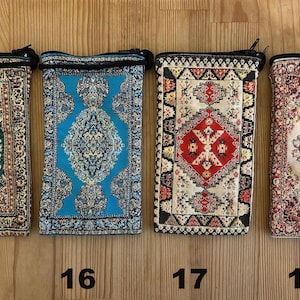 Monedero bohemio, monedero, monedero con cremallera y diseño de alfombra otomana, estilo étnico bohemio.