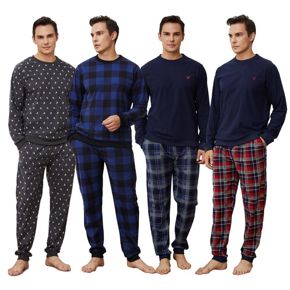 Buy Mens Fleece Pyjamas Supersoft Cosy Set Long Sleeve Check Nightwear Size S XL Online in India Etsy