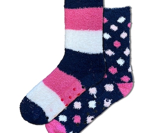 Ladies Socks Cosy 2 Pairs Slipper Winter Warm Fluffy Soft Adult Socks Lounge Size 4-8