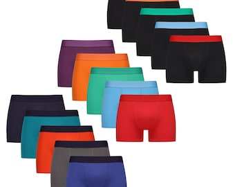 Men’s Boxer Shorts 5 Pack Cotton Blend Underwear with 4-Way Stretch, Breathable Soft, Ergonomic Fit, Double Front Panel & Elastic Waistband