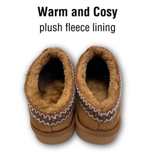 Ladies Womens Slippers Boots Slip On Warm Plush Fleece Lined Indoor Outdoor Tan Size 4-7 image 2