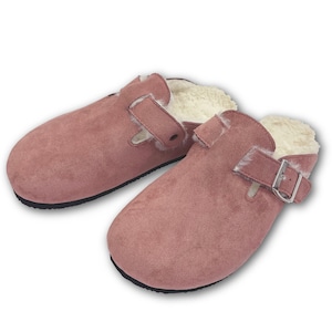 Ladies Womens Slippers Clogs Slip On Warm Plush Fleece Lined Indoor Outdoor Pink Size 4-7