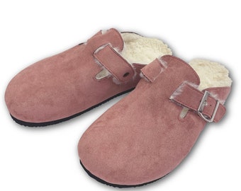 Ladies Womens Slippers Clogs Slip On Warm Plush Fleece Lined Indoor Outdoor Pink Size 4-7