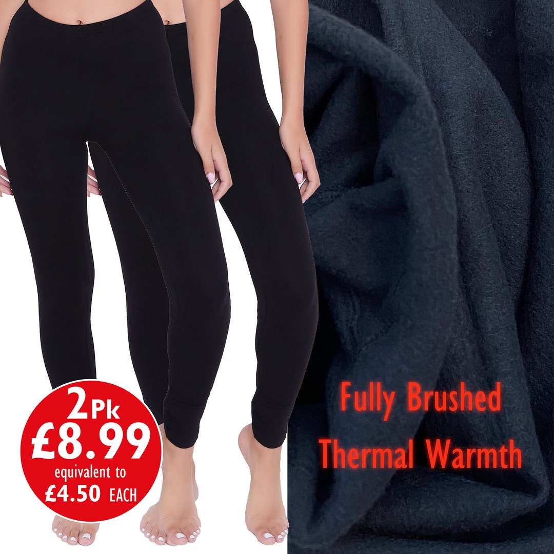 Ladies Thermal Leggings Brushed 2 Pairs Cosy Womens Black Warm Etsy UK