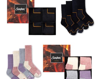 Mens and Ladies Thermal Socks 4 Pairs Wool Blend Cushioned Foot Arch Support Reinforced Heel and Toe Breathable Ventilation Gifting