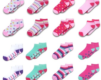 The Essentials Wardrobe Girls Trainer Liner Socks 8 Pairs Girls Socks Low Cut Warm and Comfortable Kids Socks Toddlers and Baby Girls Socks