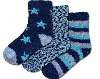Boys Socks Cosy 3 Pairs Slipper Winter Warm Fluffy Soft Kids Socks Lounge Bed