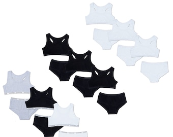 The Essentials Wardrobe Girls Hipsters & Crop Top Brief Set 3 Pack Training Bra Underwear 8-13 Years
