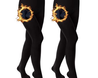 Girls Thermal Tights Brushed Cosy 2 Pairs Womens Black Warm Comfortable 3-12 Yrs