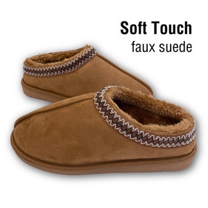 Ladies Womens Slippers Boots Slip On Warm Plush Fleece Lined Indoor Outdoor Tan Size 4-7 image 4