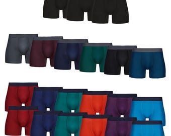 Mens Boxer shorts 3pk, 6pk, 12pk Microfibre Stretch Underwear Comfort Elastic Waistband, Moisture Wicking Tag Free Double Layer Front Panel